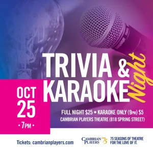 October 25th, trivia and karaoke night